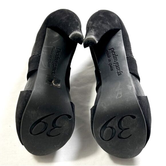 Pedro Garcia Black Open Toe Suede Pull On Stretch Booties - Picture 5 of 5